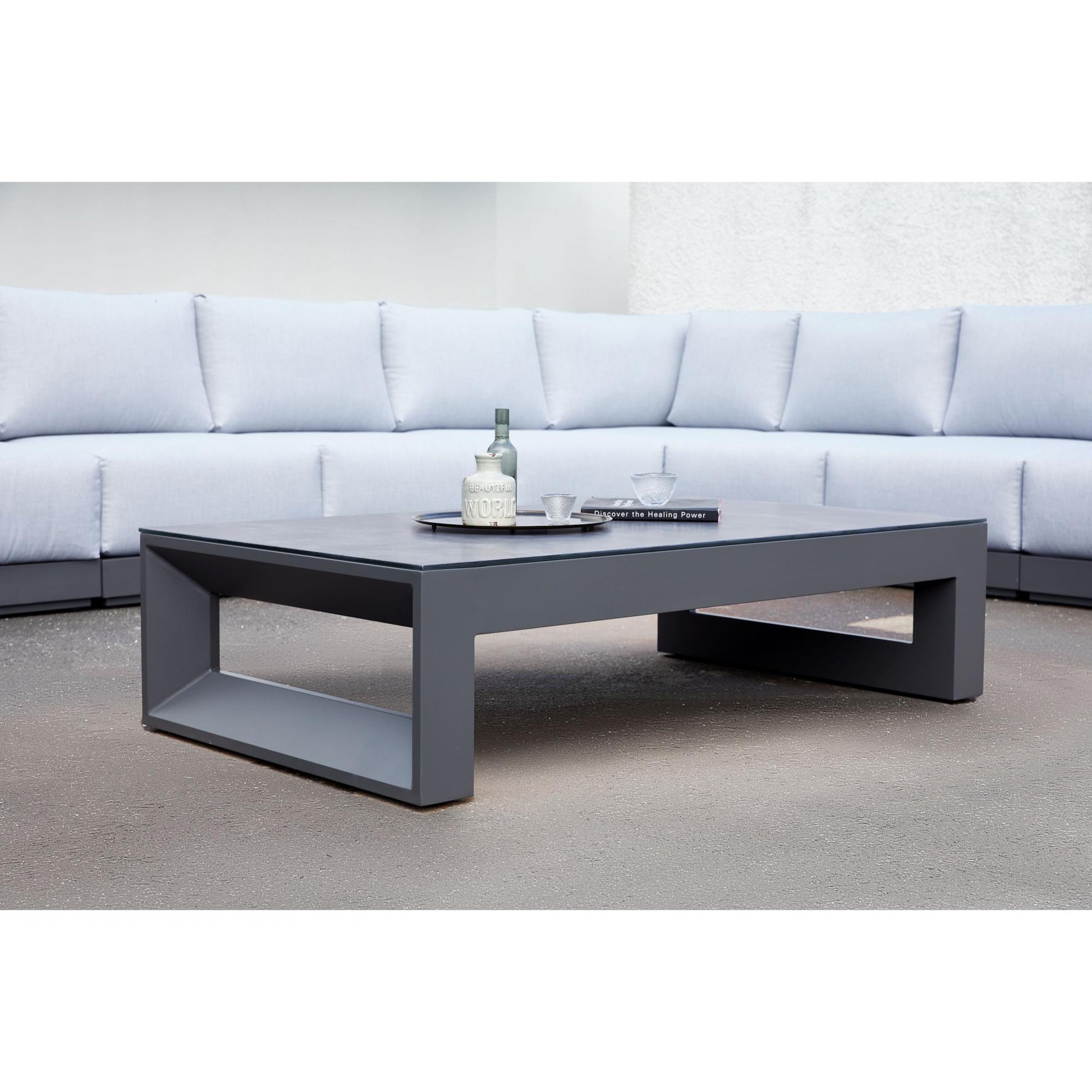 Mesa de centro Onix aluminio antracita cristal cerámico gris antracita