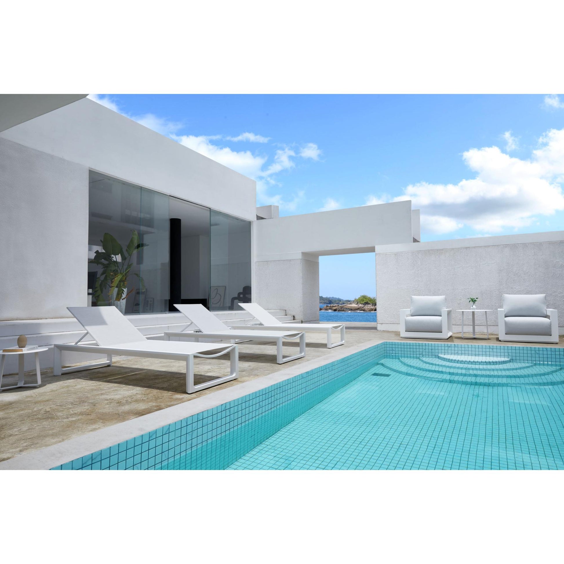 Tumbona Onix aluminio blanco textilene gris claro