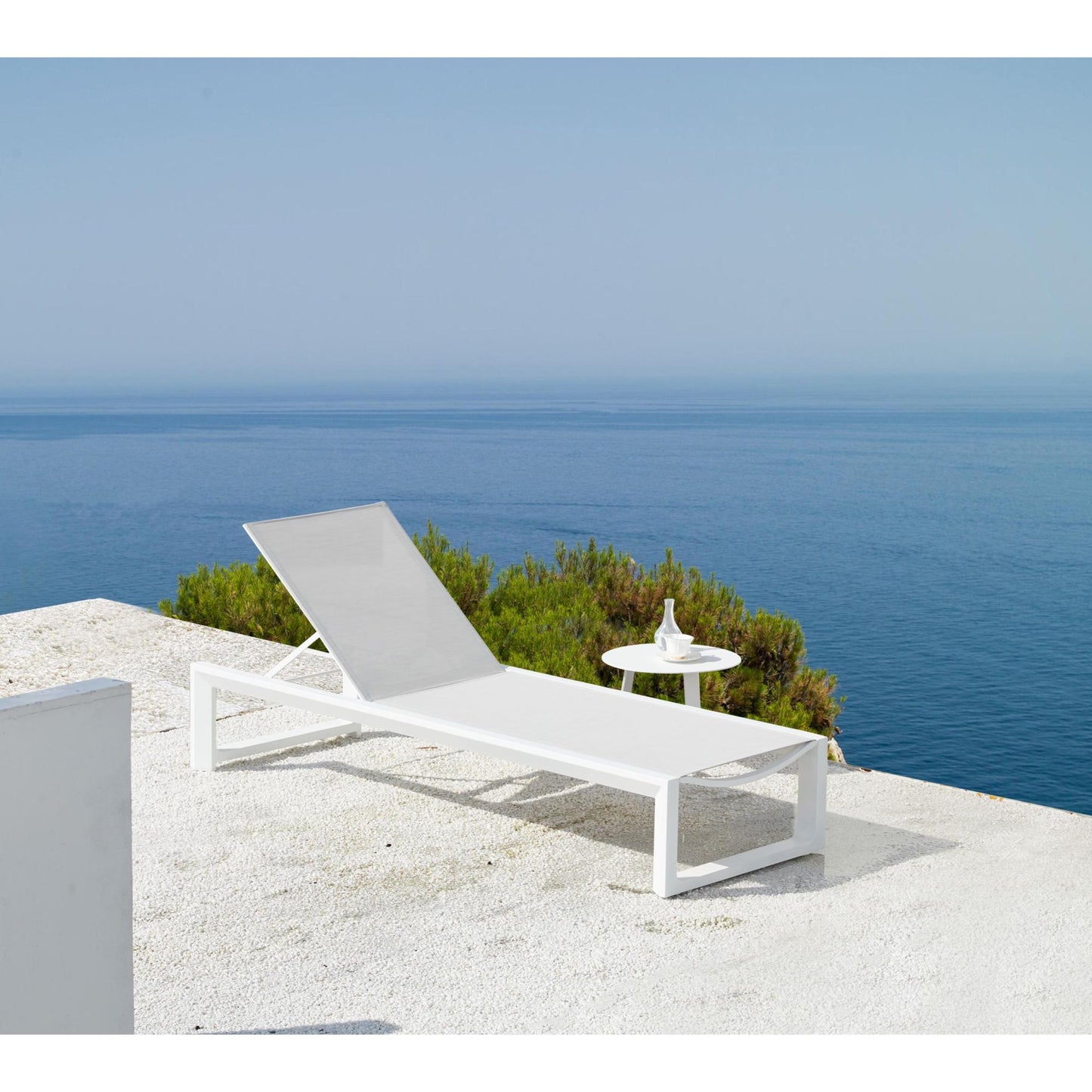 Tumbona Onix aluminio blanco textilene gris claro