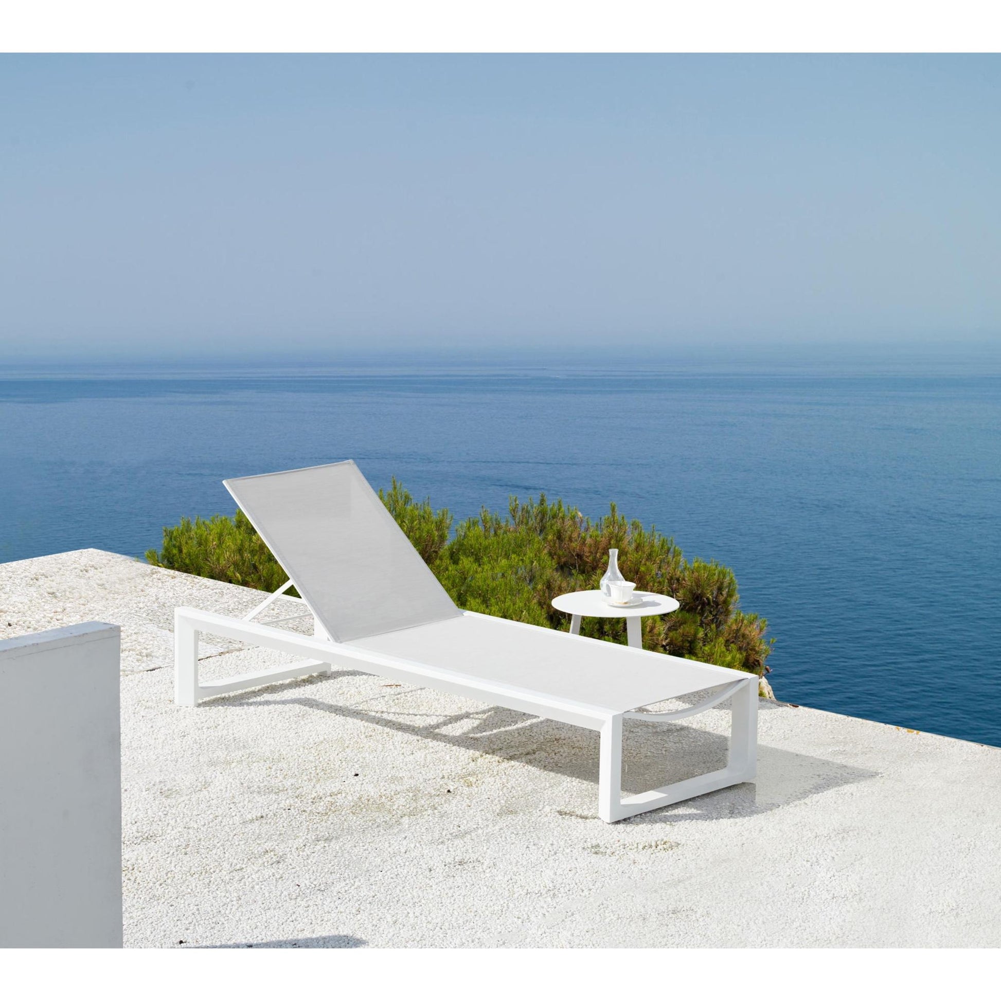 Tumbona Onix aluminio blanco textilene gris claro