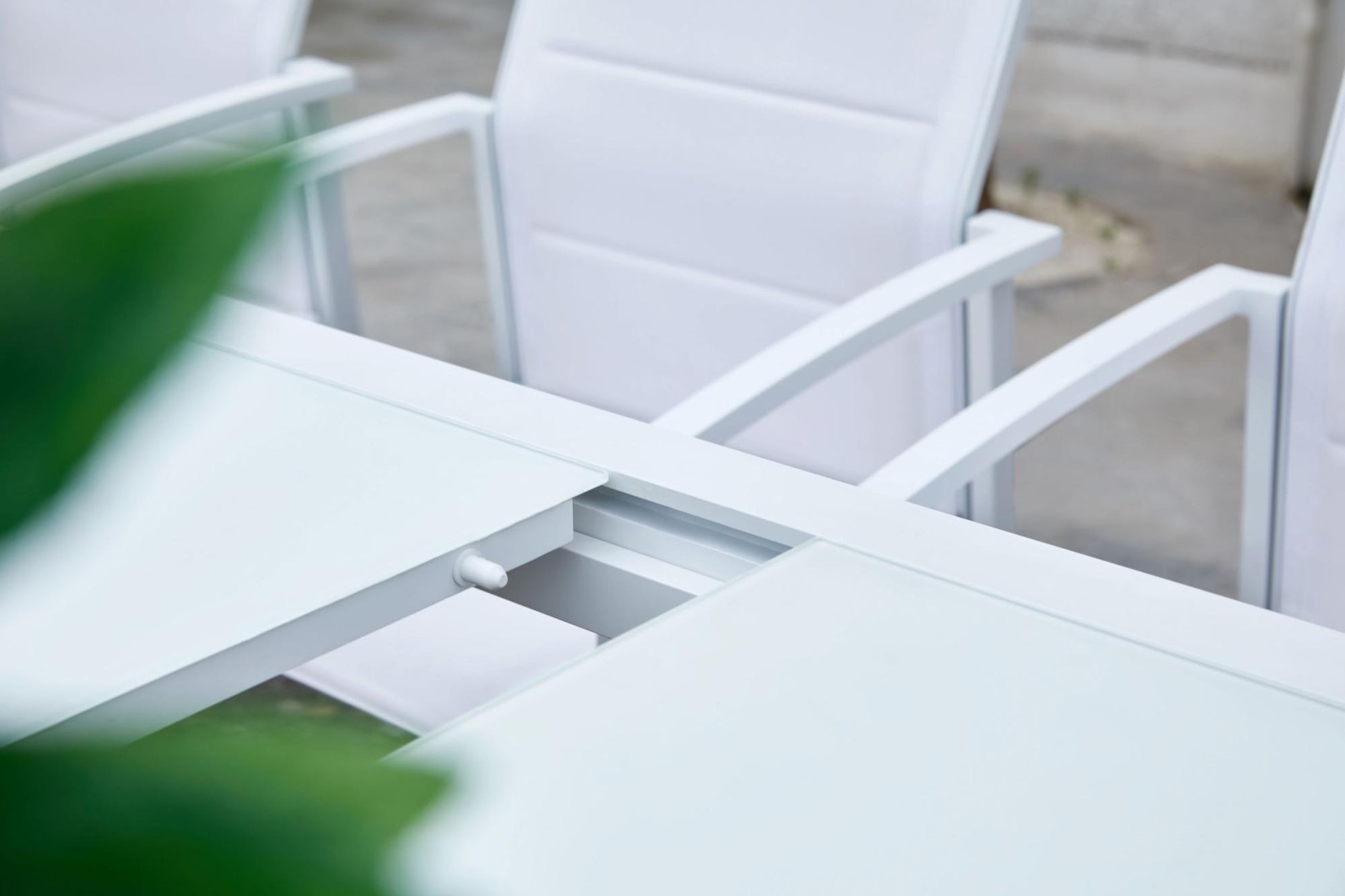 Mesa extensible ORICK 100*200/300 cm aluminio y cristal blanco