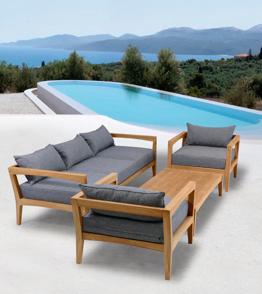 Sofá 1 plaza Roxas con cojinería gris oscuro