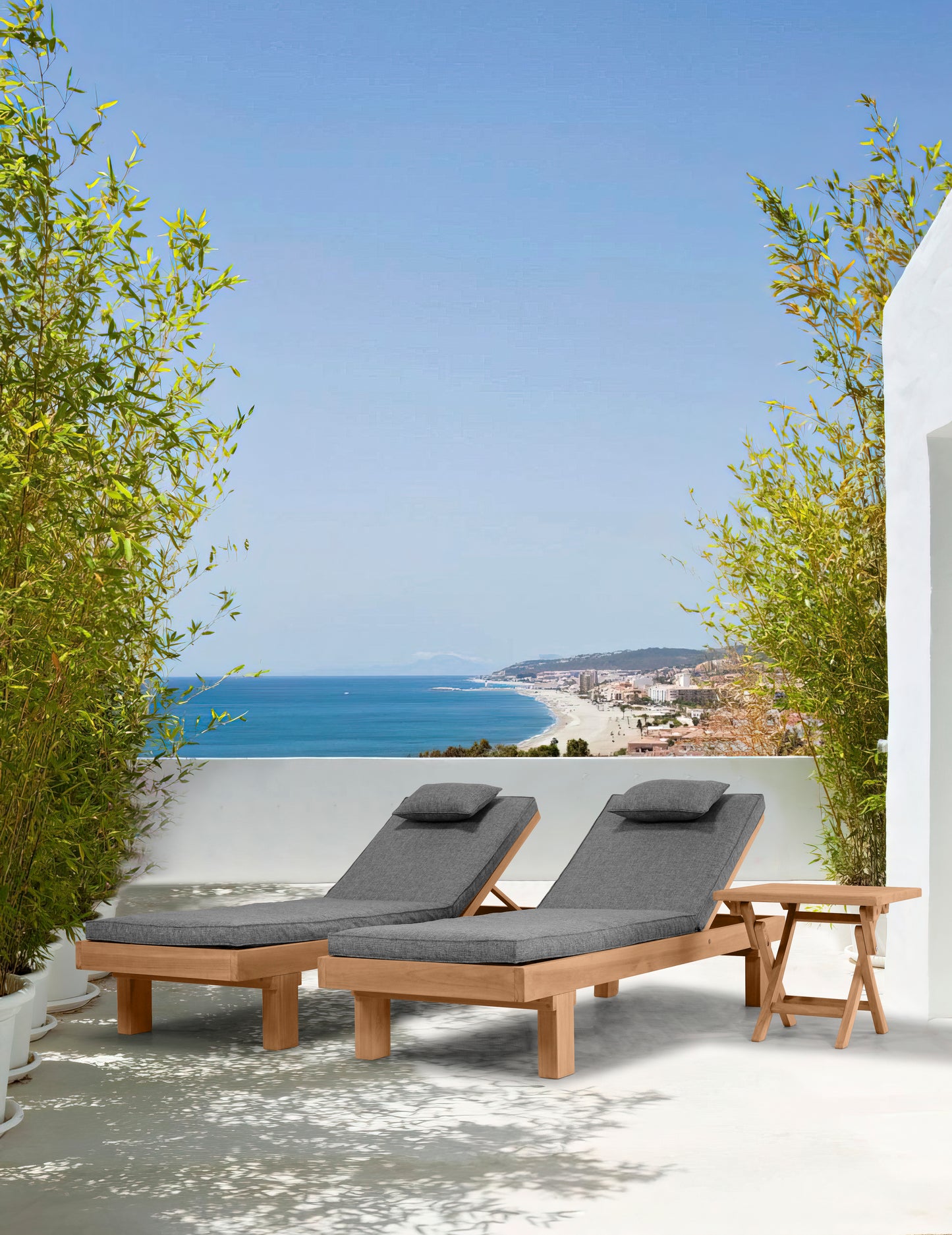 Cojín para tumbona Roxas 59x196x5 cm color  beige