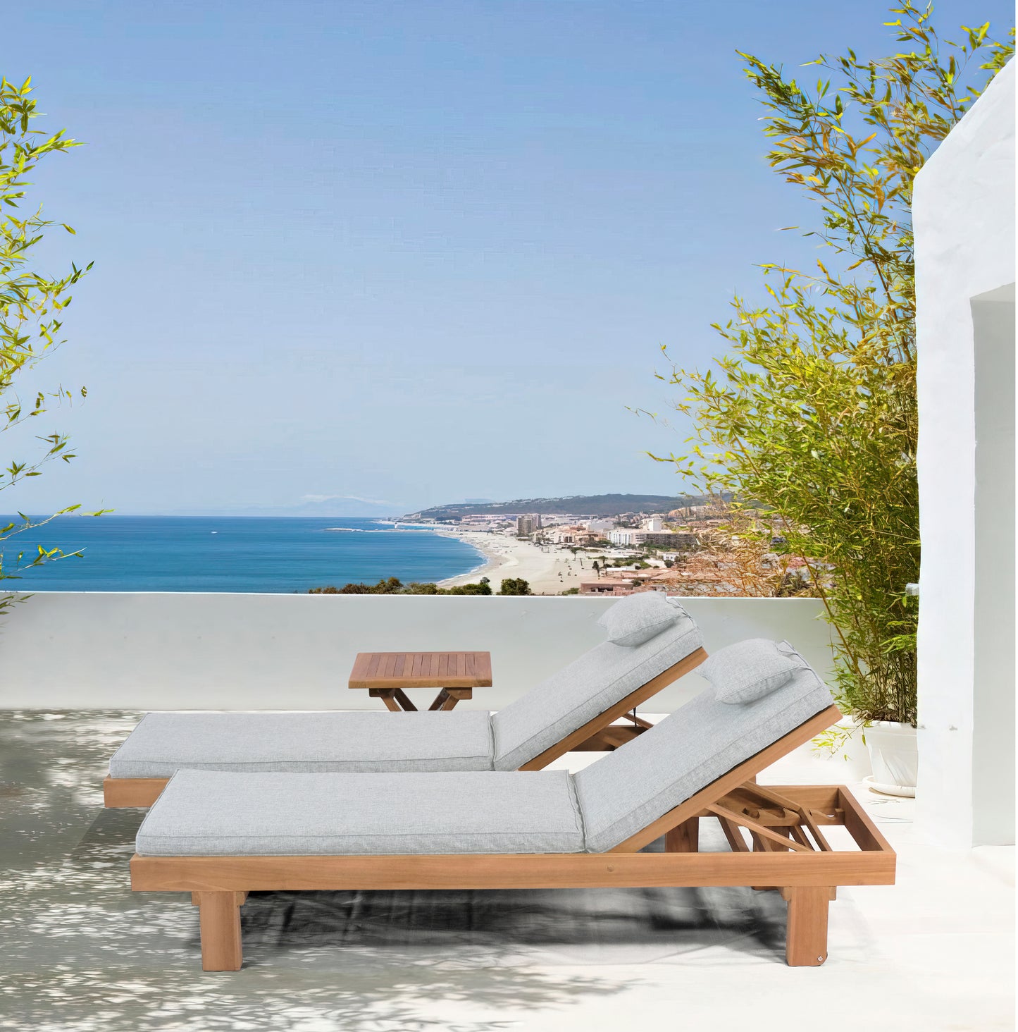 Cojín para tumbona Roxas 59x196x5 cm color  beige