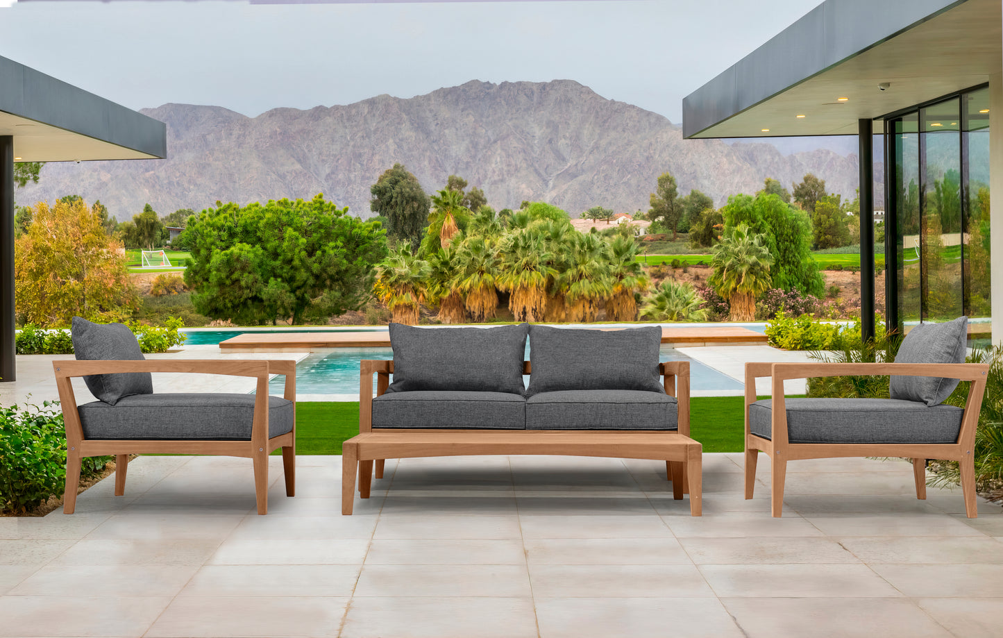 Sofá 1 plaza Roxas con cojinería gris oscuro