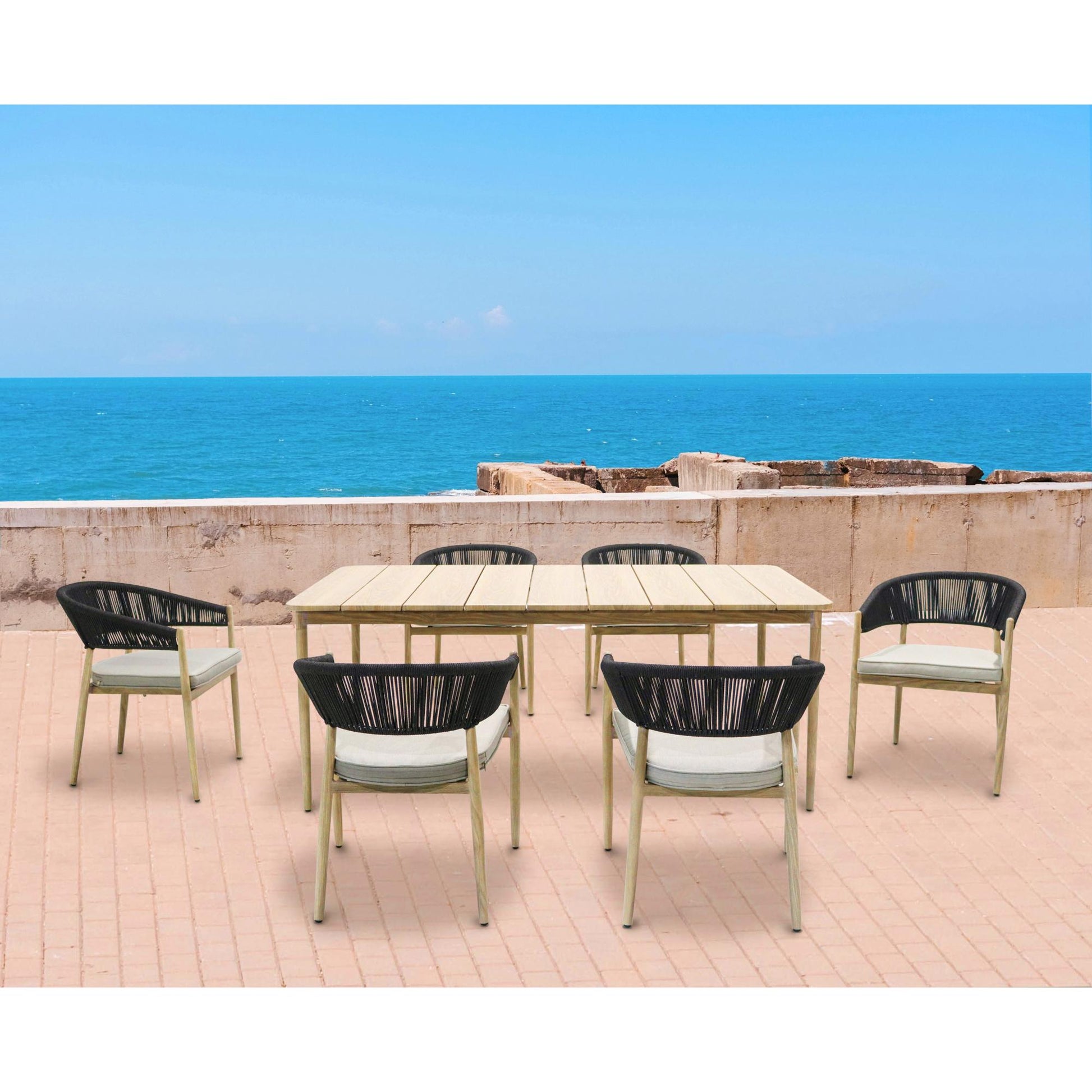Mesa de comedor Sunset aluminio efecto madera