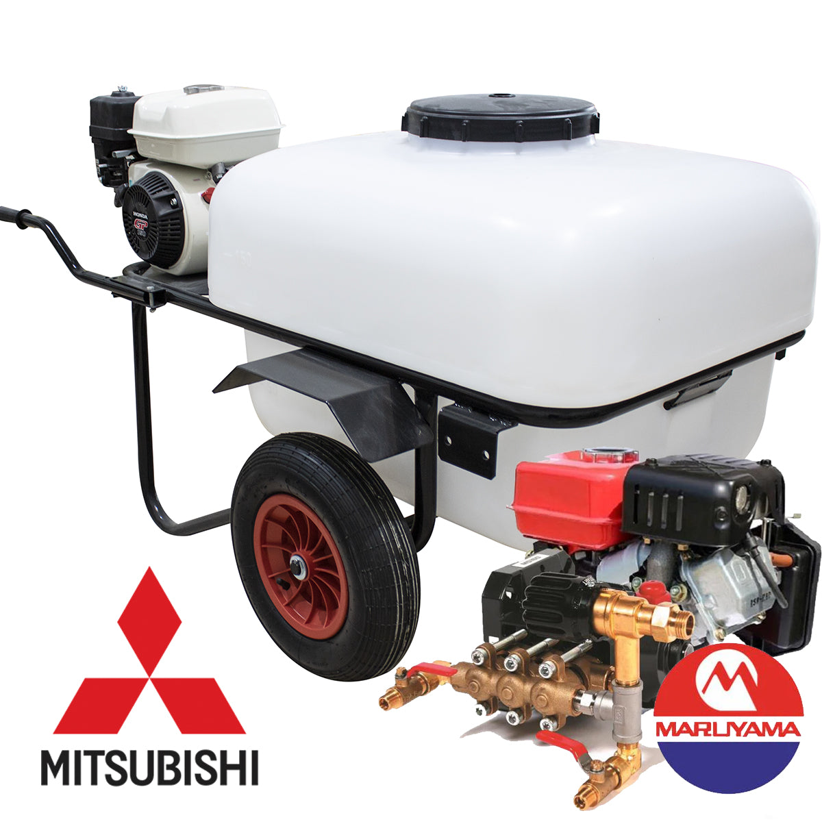 Carretilla Fumigadora 200L Maruyama MSD-31 Motor Mitsubishi 4T 40bar 15l/min 2 Ruedas