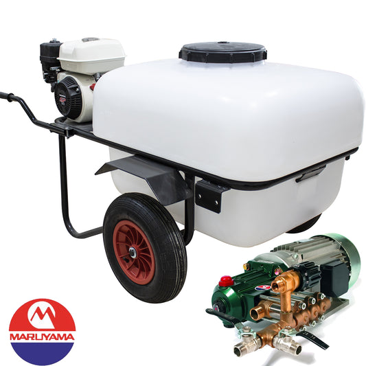 Carretilla Sulfatadora Maruyama 200L Motor Eléctrico Monofásico 40bar 30L/min