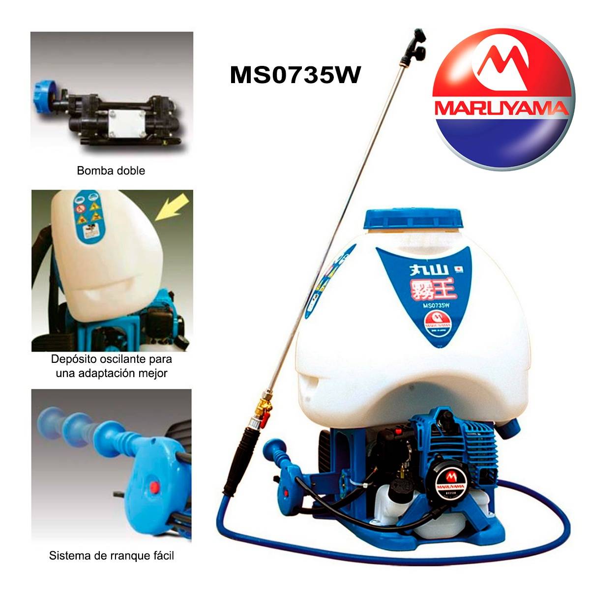 Pulverizador Maruyama de mochila 25L. Motor 2 tiempos