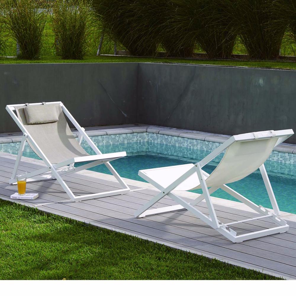 Tumbona Davis aluminio y textilene blanco